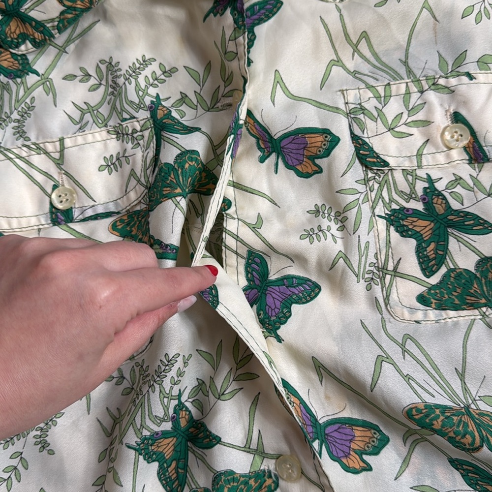 Vintage 2 Piece Butterfly Print Skirt Blouse Dress Button Up Size 6 Novelty - Picture 6 of 9